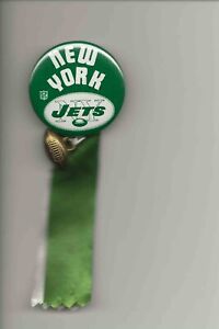 Vintage New York Jets Pin w/Ribbon and Football Charm
