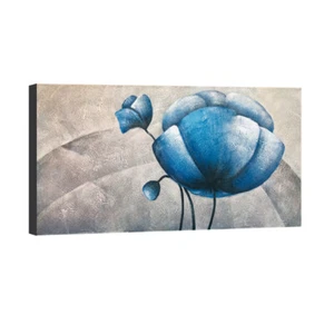 100% hand-painted oil painting White Blue Abstract Botanic Paintings Wall Art - Picture 1 of 9