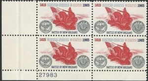 Plate Block of 4 - Scott 1261 - 5 cent - Battle of New Orleans - 1965 MNH - Picture 1 of 1