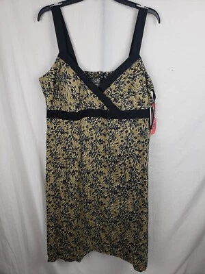 NWT R&K Originals Black and Taupe Floral Sleeveless Dress Sz 16 - Image 1 of 4
