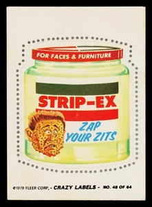 1979 Fleer Crazy Labels #48 Strip-Ex (Cannon Back) - Picture 1 of 2