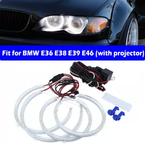 4x For BMW E38 E39 E46 E36 White HID Angel Eyes Halo Rings Kit light LED SMD - Bild 1 von 6