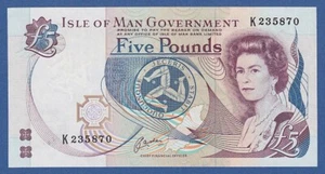 ISLE OF MAN -- 5 POUNDS ND ( 1990-91 ) -- UNC -- PREFIX K -- PICK 41b . - Picture 1 of 2
