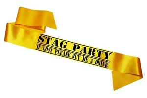 Stag Do Sash - If Lost Please Buy Me A Drink - Stag Night Party Groom - Yellow - Picture 1 of 6