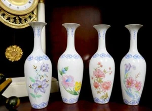 Rare, Beautiful & Delicate Chinese Eggshell Porcelain Vase Set – 4 Pieces - Picture 1 of 10
