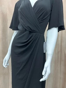SALE WOMENS NEW MAGGY LONDON DRESS NORDSTROM SIZE 2 BLACK V NECK LINED - Picture 1 of 9