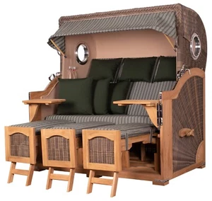 Strandkorb-Set - 3-Sitzer - Ammersee Grande XXL Teak - PE grau - Modell 504 - Bild 1 von 15
