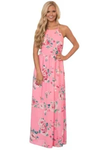 Maxikleid rosa Blumen - Bild 1 von 3