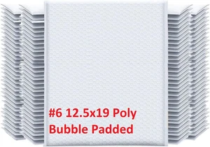 25 #6 12,5x19 Blanco Fuerte Polietileno Acolchado Burbujas Envíos Bolsas de Envío - Imagen 1 de 4