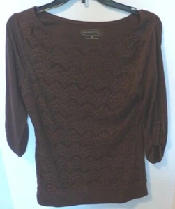 Maurices 3/4 Arm Top - Spitzenüberzug - Damen Gr. Small braun - Bild 1 von 2