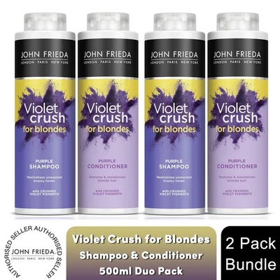 John Frieda Violet Crush for Blondes Duo Pack 2x Shampoo & 2x Conditioner, 500ml