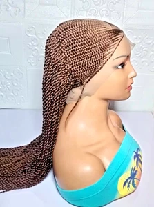 Lemonade Braided Wig with Twist Braids Full Lace Baby Hair Ghana Cornrow Braids - Picture 1 of 16