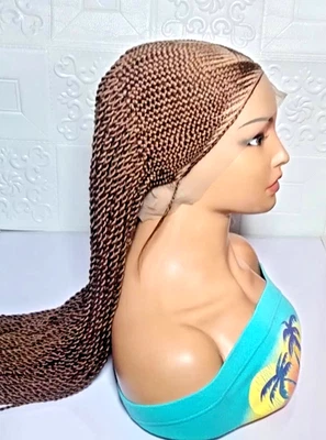 Lemonade Braided Wig with Twist Braids Full Lace Baby Hair Ghana Cornrow Braids - Image 1 of 4
