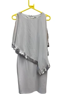 Coast Grey Sequin Hem Overlay Dress UK 10 - Elegant Party Wear - Picture 1 of 4