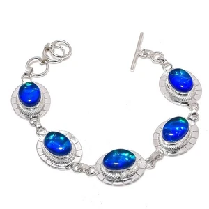Triplet Opal Gemstone Handmade 925 Sterling Silver Jewelry Bracelet Size 7-8" - Picture 1 of 1