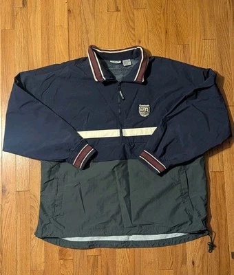 Reebok Vtg 90s Spellout Windbreaker Pullover Snap Zip Hooded Mens XL Green White - Image 1 of 4