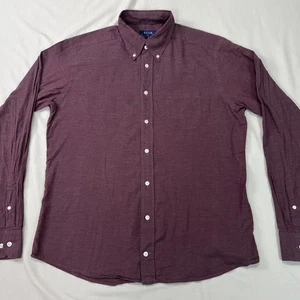 Eton Dress Shirt Mens XL 17.5 44 Burgundy Maroon Slim Fit Long Sleeve Cotton - Picture 1 of 16