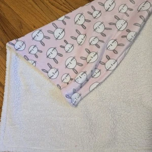 Okie Dokie PINK Sherpa Bunny Baby Blanket  Velour SOFT EUC Adorable!! - Picture 1 of 7