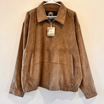 Weatherproof Bomber Jacket Brown Micro Suede Mens XL Lined Full Zip Normcore - Image 1 of 4