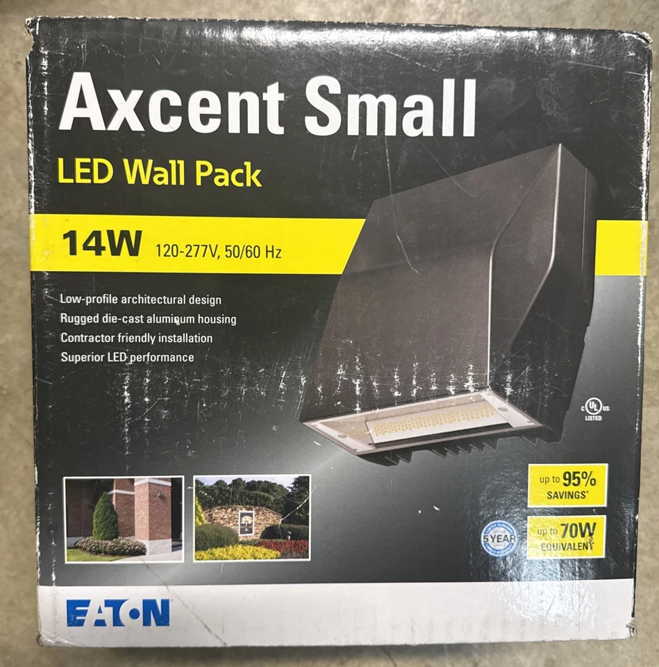 Cooper Lighting Solutions Axcent Small LED Wall Pack Walkway Light 14W 120-277V - Image 1 of 4