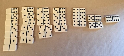 Vintage Dominoes Plastic set of 28 Piece Black Dot Tiles Game in VGC   - Image 1 of 4
