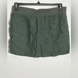 Allen Allen Olive Green Linen Mini Skirt w Pockets Medium - Picture 1 of 8