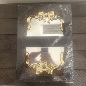 Vassoio Vanità Specchiato Ottone Tono Oro Ovale Ball Bar MCM Profumo Vintage USA NUOVO - Foto 1 di 5