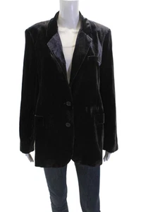Zara Womens Velvet Two Button Classic Lapel Blazer Jacket Plush Black Size Mediu - Picture 1 of 7