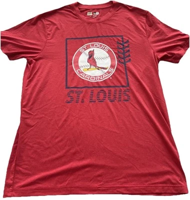St Louis Cardinals Performance Baseball T-Shirt Mens Size L Cooperstown New Era - Image 1 of 4