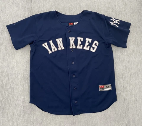 VINTAGE New York Yankees Jersey Kids Medium Blue Giambi #25 Nike MLB Boys 12/14 Cover