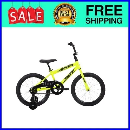 Huffy 18 英寸 Rock It 儿童自行车,适合骑手 3 英尺 5 英寸 - 4 英尺 1 英寸,黄色,儿童,男孩 — 第 1/4 张图片