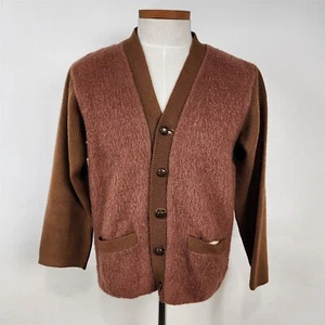 Suéter cárdigan mohair de lana marrón vintage años 60 para hombre talla M - Imagen 1 de 7