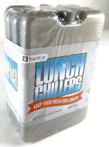 New Bentgo LUNCH CHILLERS 4 Ultra-Thin Grey Ice Packs for All Uses, BPA Free