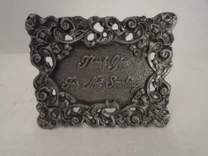 Metzke Zinnschild Danke fürs Nichtrauchen 1991 Plakette USA  - Bild 1 von 4