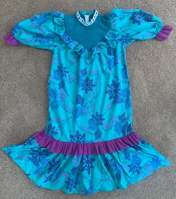 VTG Yens Casual Fashion Hawaiian Aloha Teal/Purple Midi Prairie Dress 40" Chest - Image 1 of 4