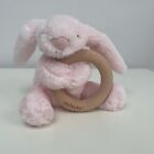 Jellycat Bashful Bunny Plush Ring Toy Pink Rabbit Soft Toy Ring Baby Girl + Bag