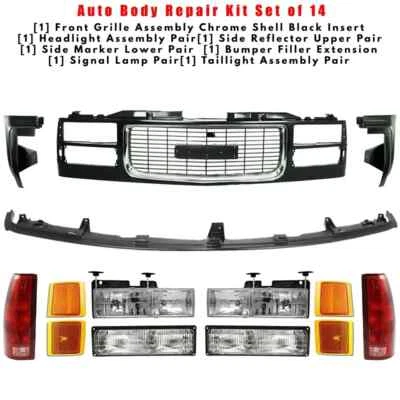 Conjunto de parrilla delantera cromada y kit de luces traseras para GMC C/K Series 1994-2000 Foto 1 de 4