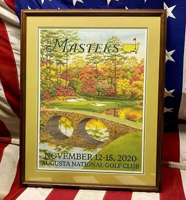 Póster original del torneo de golf Masters at Augusta 2020 Lee Wybranski enmarcado Foto 1 de 4