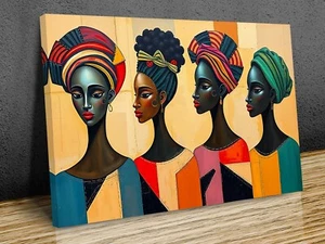 Four Ethic Ladies Abstract Art mounted canvas print ready to hang - Picture 1 of 10