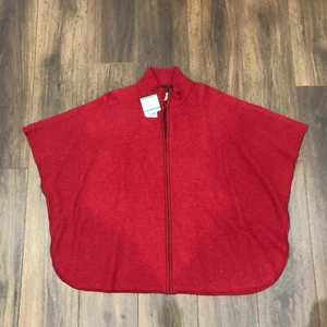 Anne Klein Womens Front Zip Cape Jacket Sz L Large Titian Red Wool Viscose Blend - Picture 1 of 12
