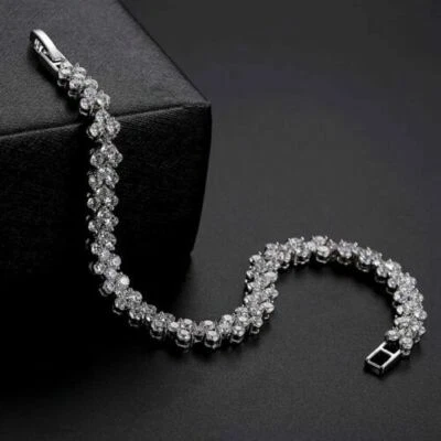 Brazalete de piedra de tenis de cristal para mujer Swarovski Elements enchapado en plata Foto 1 de 4