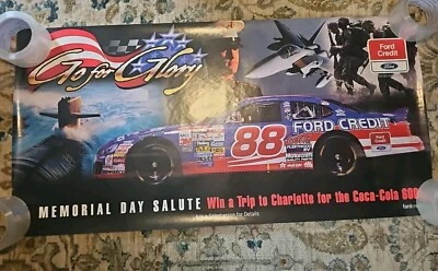 VTG Ford Dealership Promo Poster NASCAR #88 Dale Jarrett, Ford, Coca Cola 600 - Image 1 of 3