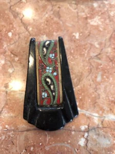 Vintage Dress Or Fur clip with Paisley enamel and stones - Picture 1 of 7