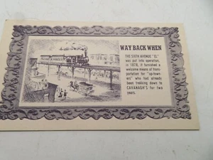 Vintage 1948 Postcard: Way Back When Sixth Avenue EL Cavanagh's Restaurant Ad - Picture 1 of 2