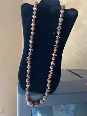 Collar Largo Coldwater Creek Marrón Rojizo BOHO Estilo Bohemio Foto 1 de 4