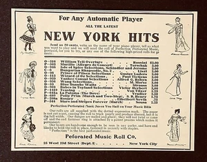 Rollo de música para pianista de 1904 anuncio éxitos de Nueva York impresión antigua AD - Imagen 1 de 1