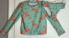Child of Mine Toddler Girl 4T Two Piece Swim Suit Teal/Pink Flamingo Long Sleeve