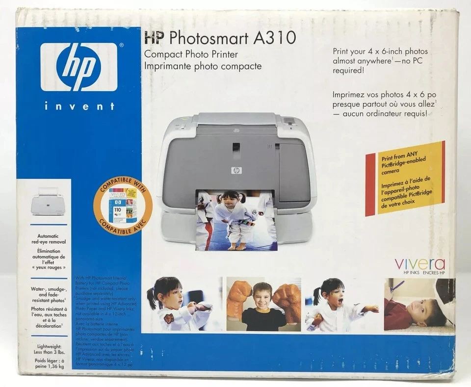 HP Photosmart A310 Digital Photo Inkjet Printer PictBridge 32MB USB Q8472A NEW - Image 1 of 4