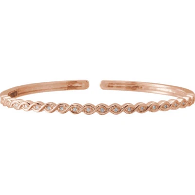 Diamond Stackable Bangle 7" Bracelet In 14K Rose Gold (1/6 ct. tw.) - Image 1 of 2