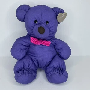 Summit Vintage 1992 Herzwärmer lila Bär rosa Puffalump-Stil Nylon mit Etikett - Bild 1 von 10